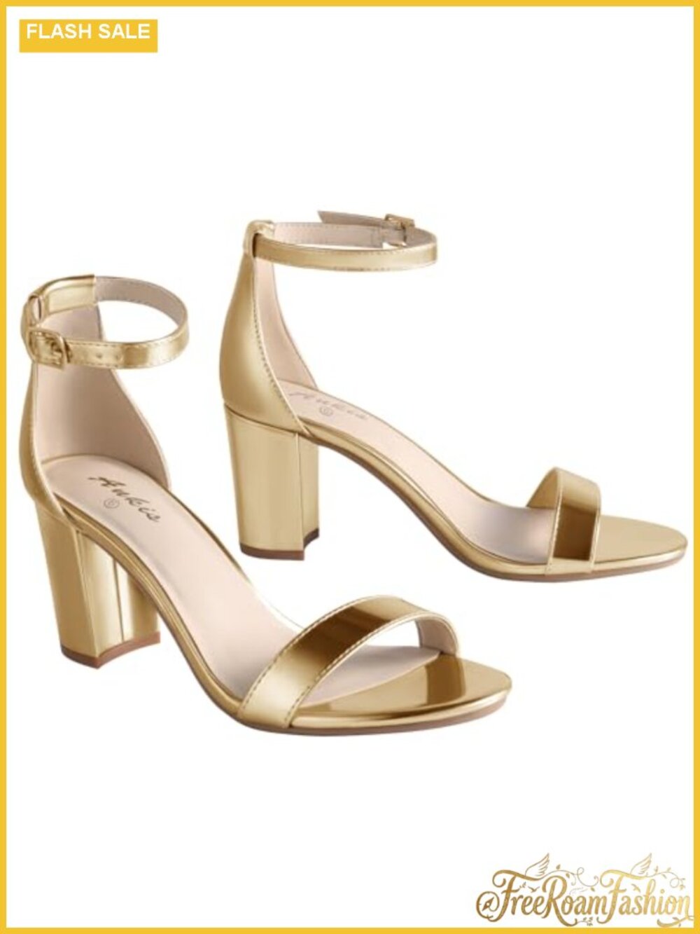 Ankis Heels for Women Open Toe Ankle Strap Chunky Heel Sandals